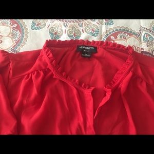 Liz Claiborne 2X red work top